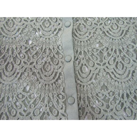 Banana Republic Olive Green Floral Lace Top Womens sz. L Boho Cottagecore - Picture 5 of 5